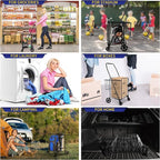 Folding Shopping Cart, Grocery Cart, 200 Lb Capacity, Utility Cart with 360° Rolling Swivel Wheels, Medium & Extra Basket