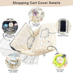 Muslin Shopping Cart Cover for Baby Soft & Breathable High Chair Covers for Restaurant Seat Grocery Cart Cover with Storage Pocket Machine Washable for Infant Toddler Boy and Girl, Beige