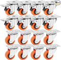 W B D WEIBIDA 2" Plate Caster Wheels Set of 16, Heavy Duty Casters with Brake, Safety Dual Locking, Industrial Swivel Top Plate Casters Wheels for Furniture, Carts (Screws and Screwdriver)