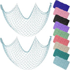 ZUEXT Fish Netting Decoration Light Blue 80x40 Inch, 2 Pack Large Picture Fish Net,Wall Photo Hanging Fishnet for Nautical Mermaid Pirate Ocean Theme Hawaii Beach Under The Sea Party Decoration