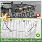 2 Pack Picnic Baskets with Handle, Pantry Organizers and Storage Basket, Stainless Steel Cabinet Organizer, Multi-functional Basket, for Gathering,Closets,Pantry,Garage,Bathroom,Picnic & More (S+L)
