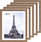 VCK 16x20 Picture Frames for Wall 5 Pack, Brown Walnut Wood Poster Frame, Exclusive Wood Grain, Wall Mounting Hanging