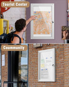 Mifuro 36"x24" Enclosed Bulletin Board, Outdoor Lockable Weather-Resistant Aluminum Noticeboard for School & Office, Silver Frame w/Magnetic Board