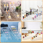 12 Pcs Acrylic Display Risers, 2 Sets Small Size Clear Acrylic Risers, 0.15" Thick Display Stands for Dessert, Cupcake, Candy, Figure & Jewelry Showcase