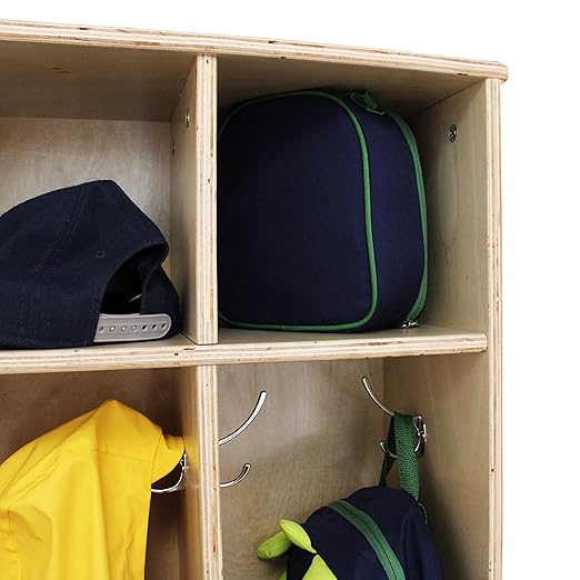 Factory Direct Partners Birch 5-Section Coat Locker with Bench, 10 Storage Cubbies and Coat Hooks; Durable, Sturdy Furniture for Home, Daycare, Preschool, Montessori Classroom