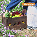Wooden Crates 2 Pack, Hollow Rabbit Wooden Crates for Display & Storage, Farmhouse Handmade Wood Crate with Handles, Rustic Large Decorative Wood Crate Box for Display