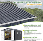 Outdoor Storage Shed 10X12FT with Frame Floor,Utility Tool Shed Metal Storage Garden Shed with Lockable Doors & Windows for Patio Storage, Midnight Blue