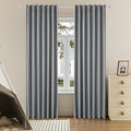 DUALIFE Full Blackout Grey Curtains 63 Inch Long Linen Textured Curtains Thermal Insulated Heat Blocking Noise Reducing Vintage Drapes for Nursery Bedroom Rod Pocket&Back Tab 2 Panels 50W x 63L