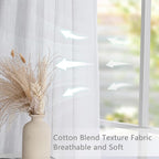 MYSKY HOME Floor to Ceiling Curtains 102 Inches White Sheer Window Drapes 2 Panel Sets Pinch Pleated Draperies Linen Look Boho Fabric, Soft Cotton Blend Light Filtering for Living Room, 40" x 102"