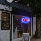 Open Signs for Business,Neon Open Sign Led,24"x 12",Remote Control Open/Closed Bussiness Hour Sign Set,Light for Bar Coffee Salon Store Window,12V/2A Adapter with ON/OFF Switch (Blue/Red Oval)