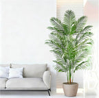 Artificial Palm Tree 7FT Artificial Plants Indoor Tropical Fake Palm Tree Areca Floor Plant in Black Pot with 18 Trunks & Real Bark Design, Faux Palm Plant for Outdoor Patio Home Room Office Decor