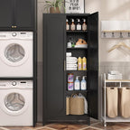 Kitchen Pantry Cabinet,75 Inch Black Metal Storage Cabinet with Door and Adjustable, Tall Pantry Cabinets for Kitchen Storage,Cupboard for Living Room,Dining Room and Bathroom