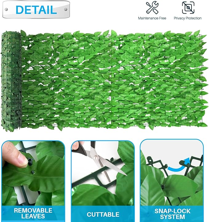 Patio Paradise 58"x196"-6Pc Faux Ivy Fence Privacy Screen Artificial Greenery Wall Backdrop,Fake Grass Wall Panels for Outside Apartment Balcony,Vine Leaf Decor for Outdoor Patio Chain Link