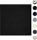 Carpet Tiles Peel and Stick 24” x 24”, Self Adhesive Soft Padded Flooring Stickers, Black Home Decor for Bedroom Living Room Office, 10 Tiles & 40 sq ft per Box