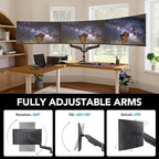 HUANUO Triple Monitor Mount for 17 to 32 inch Screens, Adjustment Gaming Triple Monitor Stand with Swivel, Tilt, Rotation, Clamp & Grommet Kit