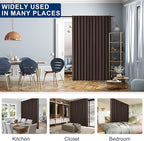 Hiasan Patio Sliding Door Room Divider Curtain Privacy Blackout Thermal Insulated Curtains with Back Tab & Rod Pocket for Bedroom Partition, Living Room Shared Office(100 x 96 Inches, Brown)