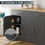 SUNLEI Kitchen Buffet Sideboard Cabinet, Wooden Storage Cabinet with 3 Doors & 2 Drawers, Modern Farmhouse Coffee Bar Cabinet with Storage for Living Room, Adjustable Shelf, Grey