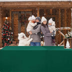 HolidayIdeas Fitted Green Tablecloths - 72 x 30 Inch - 2 Pack Rectangle Table Clothes for 6 Foot Tables, Polyester Fabric Table Cover for Christmas, Parties, Wedding, Trade Show, Banquet