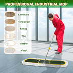 48-Inch Commercial Dust Mop for Hardwood Floors, Large Dry Mop with 2 Pcs Reusable Cotton Yarn Head, Telescopic Stainless Steel Handle - Ideal for Industrial Floor Cleaning, Marble,