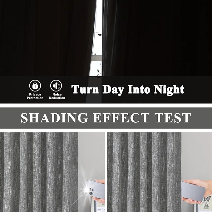 Vision Home Charcoal Grey Pinch Pleated Full Blackout Curtains Room Darkening Window Curtains 84 inch for Living Room Bedroom Thermal Insulated Pinch Pleat Drapes with Hooks Back Tab 2 Panel 40"Wx84"L