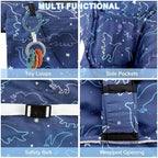 Shopping Cart Cover for Baby 2-in-1 High Chair Cover with Safety Harness Multifunctional Dark Blue Dinosaur Pattern Cart Covers for Babies Soft Padded Grocery Cart Cover for Baby Boy Girl
