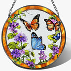 Stained Glass Window Hanging, 8 Inch Sun Catchers Indoor Window, Butterfly Suncatchers for Windows Doors Home Decoration and Christmas, Festival, Mother's Day, Birthday, Gifts for Women, Mom, Grandma