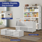 320 Gallon Extra Large Collapsible Storage Bin with Lid, 960QT Stackable Plastic Organizer with 6x Wheels, Foldable Drawer Cabinet for Closet, Living Room Office, Kitchen 4Pack, White