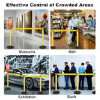 6 Pack Crowd Control Barriers Stanchions with 10 ft Retractable Belts - Heavy-Duty Base Stanchions for Queue Management in Airports, Theaters, Hotels, and Retail Stores(Yellow, 6 Pack)