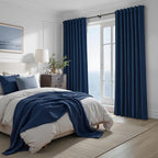 Navy Blue Blackout Curtains 84 Inch Length for Kids/Boys Rooms/Bedroom, Floor to Ceiling Track Pleated Drapes with Hooks Linen Thermal Coastal Curtain Dark Blue Window Burg 50"Wx84"Lx 2Panels Back Tab