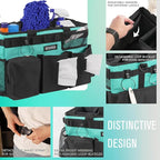 Wearable Cleaning Caddy Bag, Cleaning Caddy Supplies Organizer with Handle & Shoulder Straps for Housekeepers, Under Sink & Car Cleaning Tool Organizers with 4 Foldable Divider (Lake Blue)