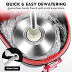 Mop and Bucket with Wringer Set, 360° Rotating Floor Mop Bucket on Wheels for Floor Cleaning, 3 Microfiber Mop Replacement Head Refills, 61"" Stainless Steel Extended Handle, Red&Black