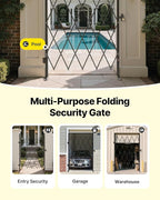 VEVOR Single Folding Security Gate, Lockable Scissor Gate with 360° Swivel Casters, Outdoor Barricade Steel Retractable Gates, for Entry Security, Garage, Warehouse & Pool, 49.61 x 77.76 in (W x H)