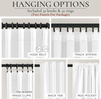 BrightWhite Linen 86 Inch 100% Blackout Curtains for Bedroom, Pleated Heading Tape Ring Clips Back Tab Thermal Custom Made Window Curtains Living Room Modern Farmhouse (100 Wide Total, Each W50"x2Pcs)