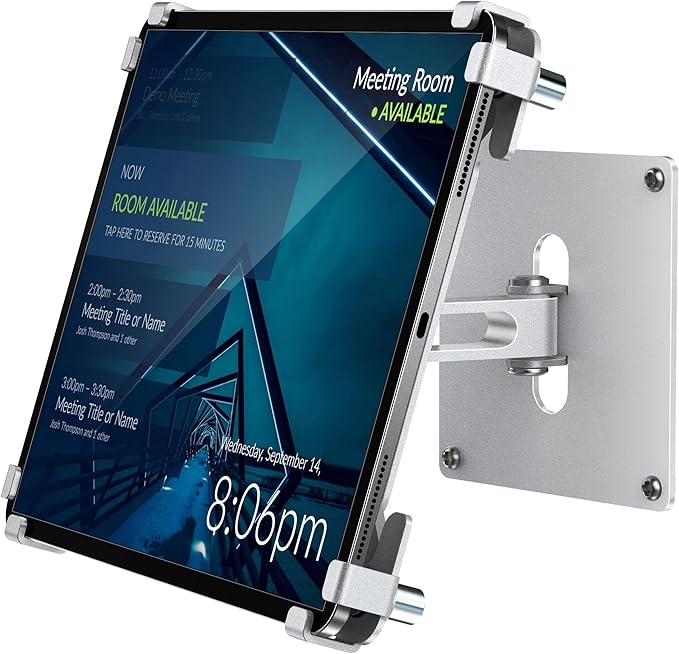 AboveTEK Universal Tablet Wall Mount, Anti-Theft iPad Mount with Locking Enclosure for 9.7"-13" Screen, Heavy-Duty Aluminum Kiosk for Business POS Display, Adjustable 360° Swivel & Tilt VESA Mount
