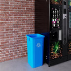 23 Gallon Blue Square Commercial Trash Garbage Can | Outdoor Office Restaurant School Kitchen
