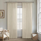 Beige Linen Curtains 96 Inches Long Pinch Pleated 2 Panels for Living Room Bedroom Memory Trained Semi Sheer Neutral Flax Pinch Pleat Drapes with Hooks Rings Light Filtering Window Curtain 40x96