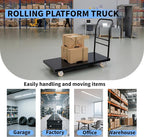 Heavy Duty Platform Truck, 3000 lbs Capacity Steel Flatbed Cart, 47" x 24" Push Cart Dolly, Black Platform Cart for Luggage and Equipment Moving