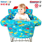 2-in-1 Shopping Cart and High Chair Cover for Baby, Padded Cover, Fold'n Roll Style, Portable with Carry Bag (Blue Seaworld)