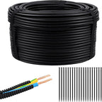 250FT Split Wire Loom Tubing, 3/8 Inch Wire Protector Tubing, Automotive Wire Flexible Conduit Cord Covers with 20 Cable Ties for Automotive Marine RV Agriculture Electrical Cable Protection