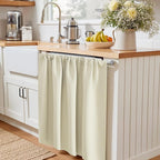 PONY DANCE Beige Kitchen Curtains 24 inch Long, Small Window Treatments Rod Pocket Energy Efficient Short Blackout Curtain Panels for Rv Camper, 29-inch Wide by 24 Long, Light Beige, 2 Pieces