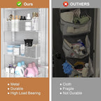Over The Door Organizer, 8-tier Metal Door Organizer Hanging with Adjustable Baskets, Behind The Door Storage for Bedroom Closet Bathroom Pantry Cabinet Kitchen, White