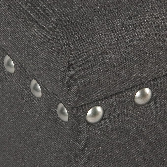 HomePop Upholstered Storage Bench with Nailhead Trim – Charcoal