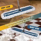 42" Commercial Mop,MASTERTOP Heavy Duty Dust Floor Mop with 52" Long Handle,Large Industrial Wet Dry Mops,Sweeper Broom for Hardwood, Tile, Laminate,Garage,School,Mall - 1 Cotton & 1 Microfiber Pad