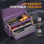 INTERGREAT Tool Chest, Assembled 8-Drawers Rolling Tool Chest with Wheels, Detachable Top Tool Box, Tool Cabinet for Repair Room,Warehouse, Rolling Tool Box with Hooks,Tray Divider,Liners(Purple)