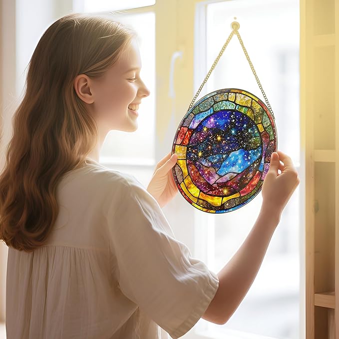 Space Milky Way Ornament, Stained Glass Suncatcher, Stained Glass Window Hanging & Decor, Galaxy Indoor Decor, Christmas Ornament, Gifts for Astronomy Lovers, Sci-Fi Fans, Christmas, Birthday