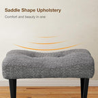 18-Inch Vanity Stool Chair, Vanity Bench with Metal X-Legs, Ottoman Accent Stool with Breathable and Soft Boucle Fabric Saddle Seat, Grey