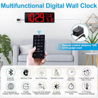 CYMHCHL 17.2" Large Digital Wall Clock Bluetooth Auto Time Sync Digital Clock Large Display Auto-Dimming/DST Led Wall Clock with Date Week Big Timer for Living Room Classroom Garage Gym Decor