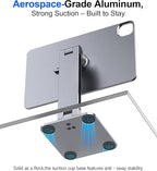 Magnetic iPad Stand with Wireless Charging, 35W Contact Fast Charger, Suction Cup Base, 360° Rotating Panel & Foldable, Compatible with iPad Pro 13" M5 & M4 ONLY, Work & Study Desk - Gray