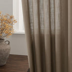 Dark Taupe Linen Curtains 90 Inch Length 2 Panels Set for Living Room Rod Pocket Back Tab Window Drapes Light Filtering Modern Farmhouse Curtain 90 Inches Long for Dining Room Bedroom Nursery 52x90