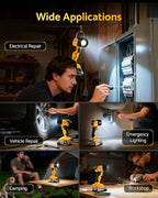 Cordless LED Work Light for Dewalt 20V MAX Battery, 3W 260LM Flashlight Portable with 2 USB Ports, 90° Pivoting Head, 15°/40° Beam Angle for Jobsite, Camping, Workshop, Bare Tool Only